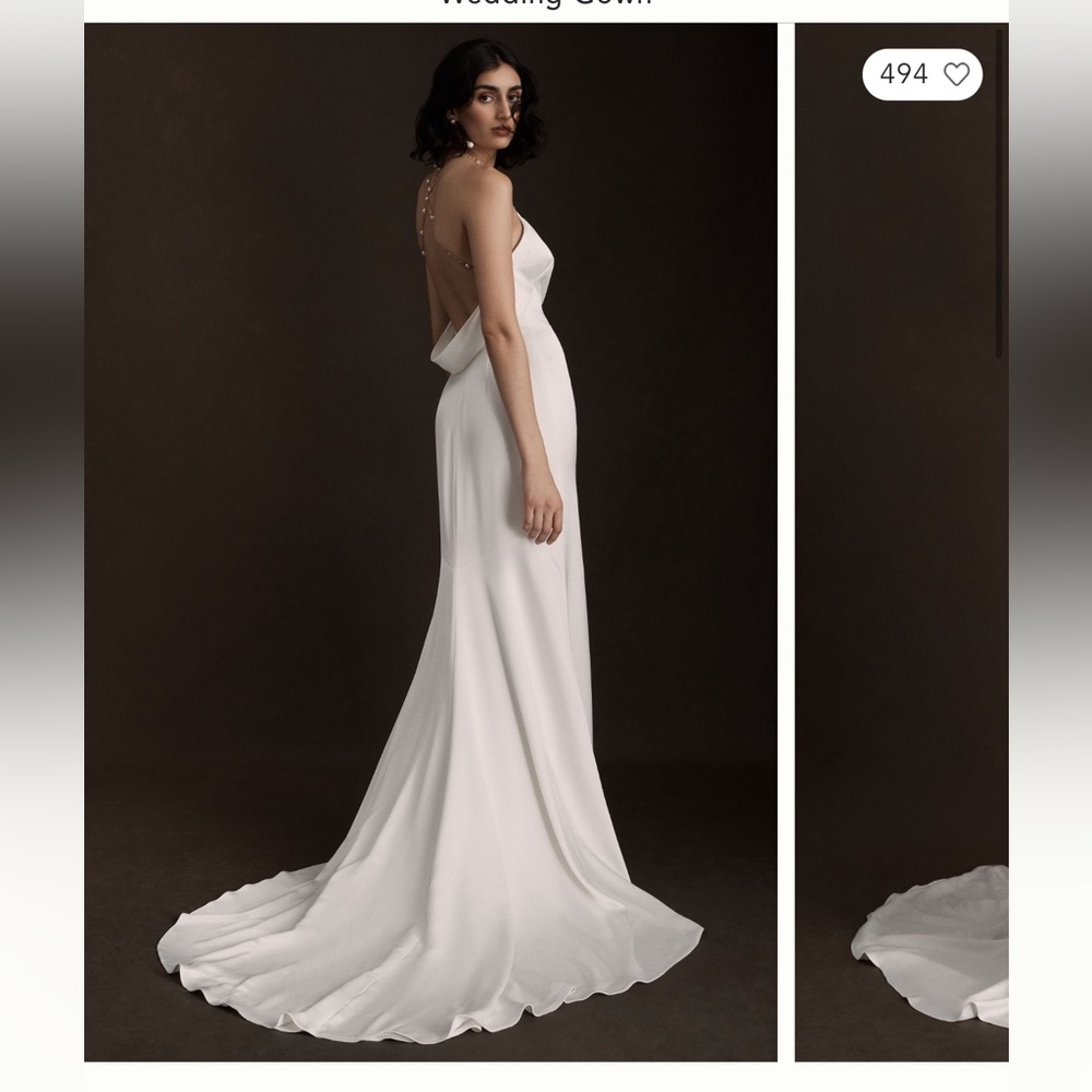 NWT Jenny Yoo Pearl Satin Fit & Flare Halter Wedding Gown 10 Ivory